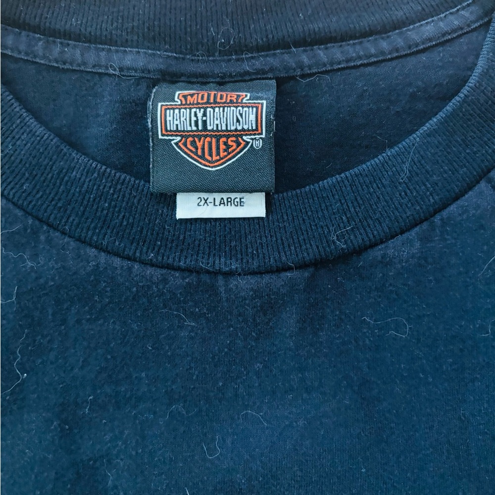 Harley-Davidson Black Short Sleeve Tee with Eagle & Banner Graphic - Picture 2 of 3
